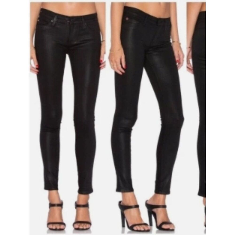 NWT HUDSON Nico Mid-Rise Super Skinny Black Coated Jeans in Size 28